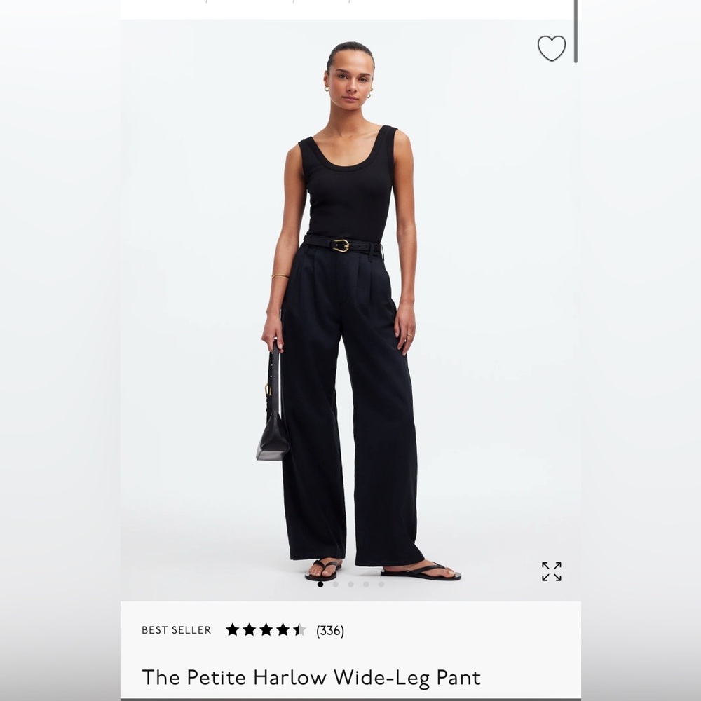 Madewell The Petite Harlow Wide-Leg Pants Black 
Size 6P NWT